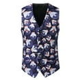 thumbnail image 2 of Frontwalk Mens Xmas Vest Snowman Print Jacket Sleeveless Christmas Waistcoat Men Silm Fit Suit Vests V Neck Purple XL, 2 of 6
