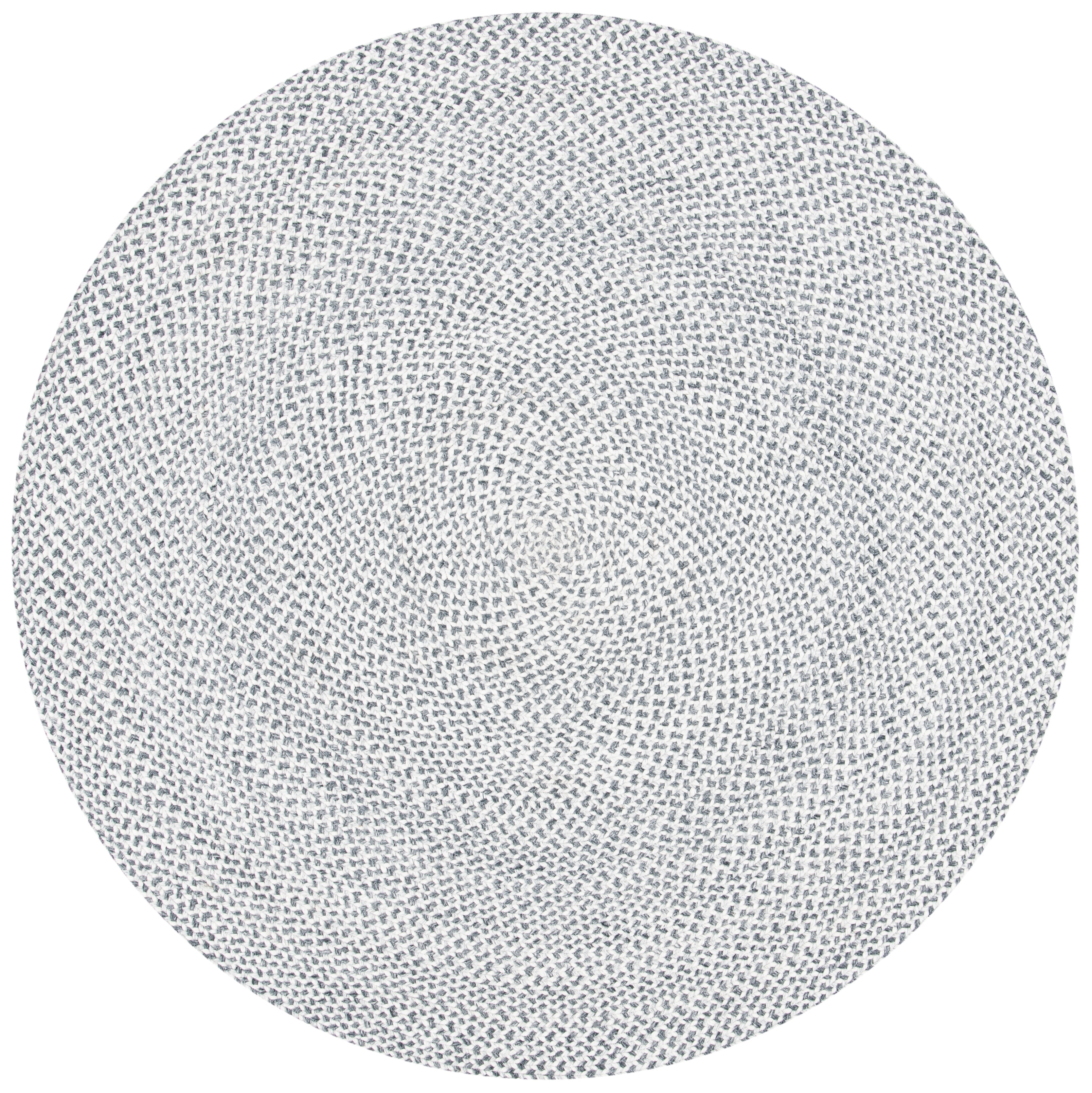SAFAVIEH Braided Geraldine Checkered Polyester Reversible Area Rug, Gray/Ivory, 7' x 7' Round