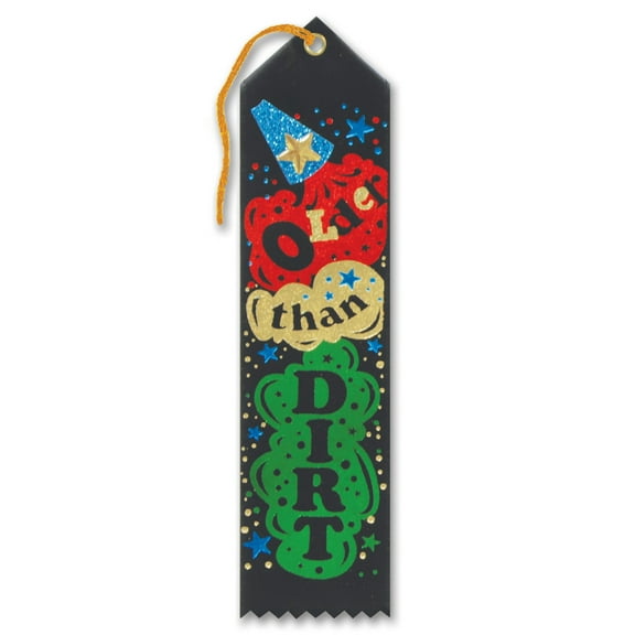 Beistle Pack of 6 Black and Green "Older Than Dirt" Jeweled Birthday Party Favor Ribbon Bookmarks 8"