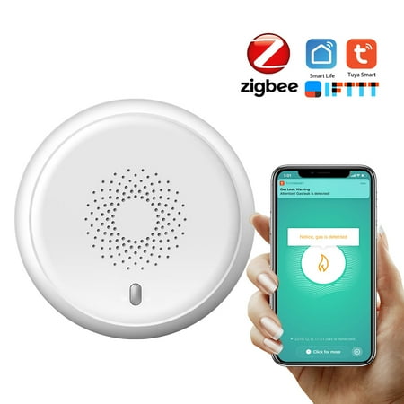 ZigBee Tuya Gas Detector Household Combustible Gas Natural CH4 Leak Detector Natural Liquefied Petroleum Gas Leak Tester Sniffer with Sound Alarm APP Notification Pushing SmartLife Tuya APP Remote Con