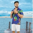 thumbnail image 5 of LA LEELA Men's Hawaiian Shirts Short Sleeve Button Down Shirt Floral Shirt Men Casual Holiday Summer Party Caribbean Shirts for Men Funny XXL Hibiscus Monstera Leafs, Blue For Dad, 5 of 6