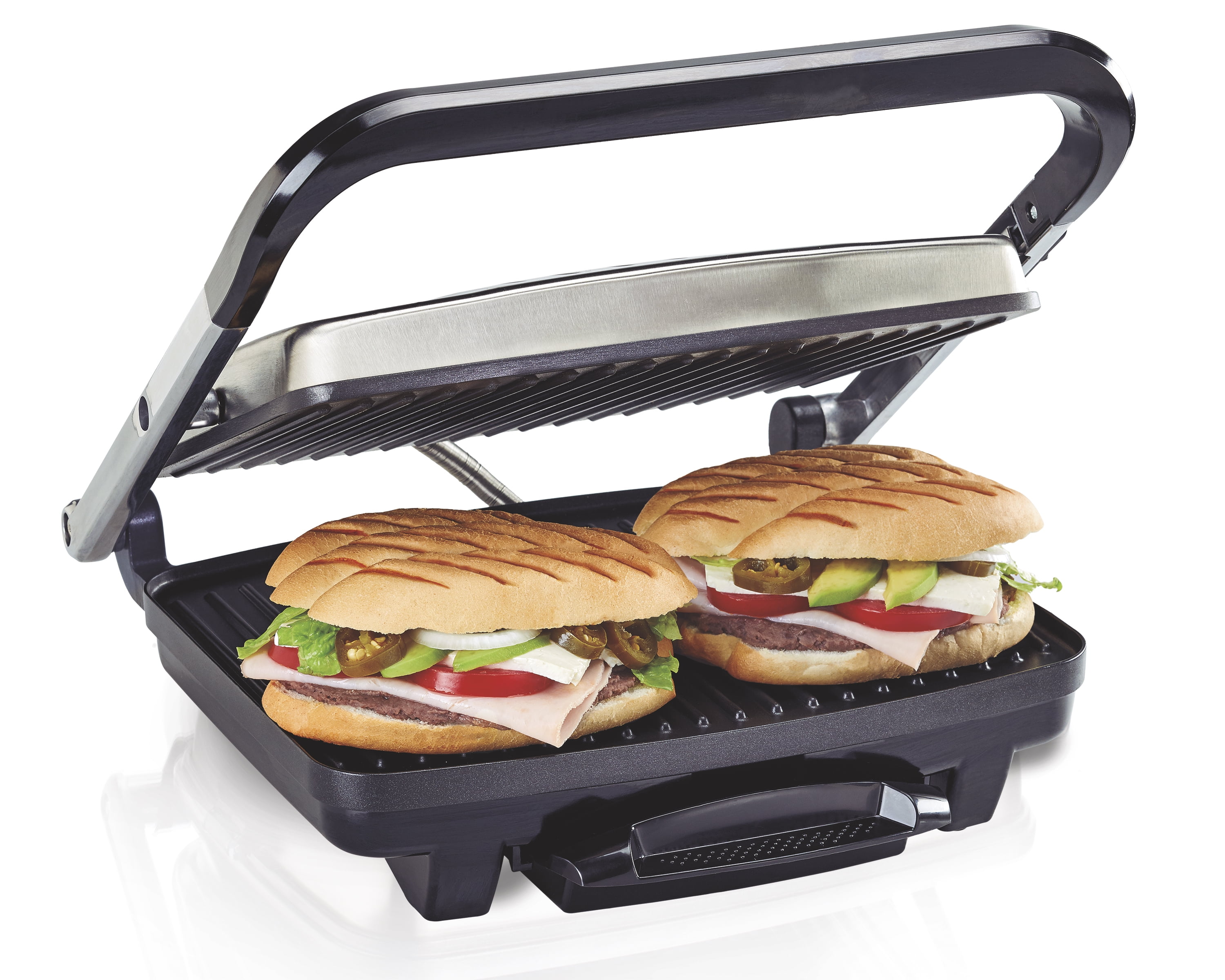 Red Kitchen Panini Press Gourmet Sandwich Maker Non-Stick Grill Floating Lid 