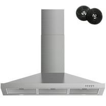 FIREGAS 36 Inch Range Hood, Convertible Ducted/Ductless Wall Mount Vent Hood with 450 CFM, 3-Speed Fan, LED Light, Stainless Steel Stove Hood, Button Control