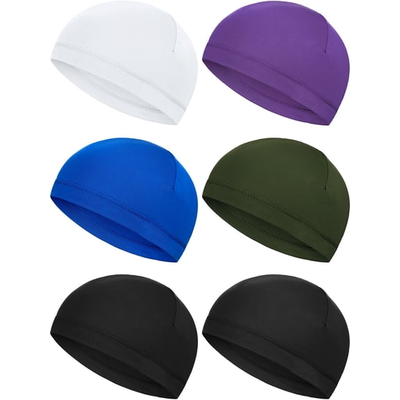 6 Pieces Cooling Skull Caps Helmet Hard Hat Liner Sweat Wicking Running Beanie Cycling for Men Women