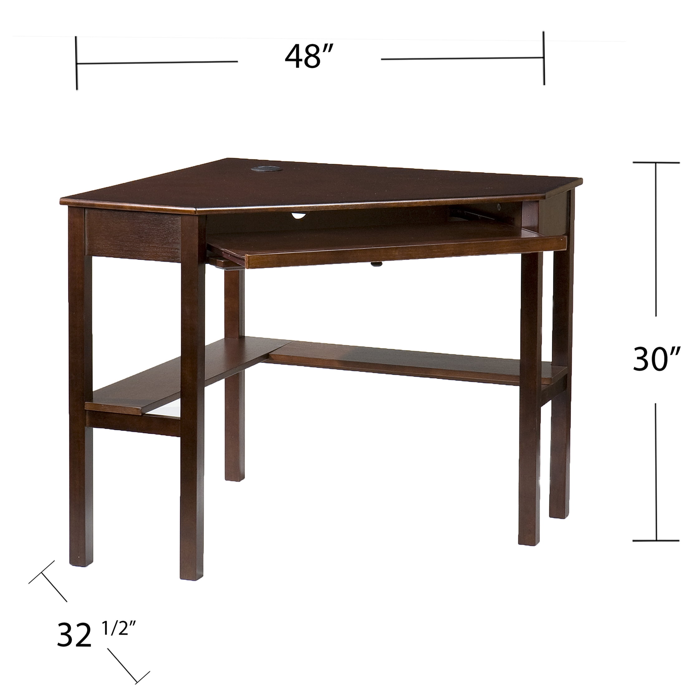 JERFIT Modern Espresso Wood Computer Desk with Drawers & Keyboard Tray, Home Office Writing Study Gaming Desk, Solid Wood Construction
