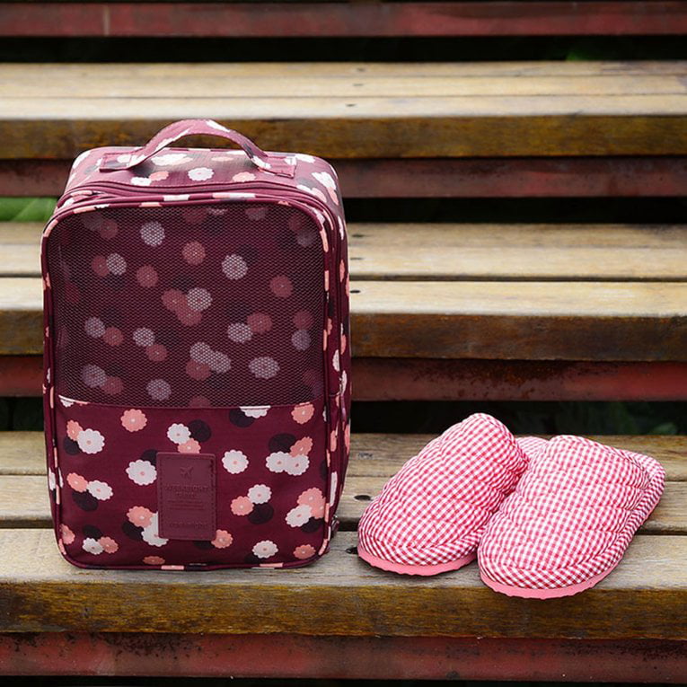 Waterproof Nylon Shoe Storage Bag Outdoor for Camping/Hiking/Biking Wine Red 