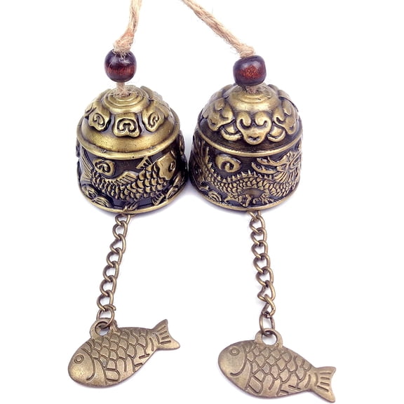 Limei 1Pcs Vintage Dragon and Fish Fengshui Bell Good Luck Bless Home Garden Hanging Windchime