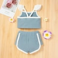 thumbnail image 4 of Fesfesfes Newborn Infant Baby Girls Summer Solid Ribbed Strap Tops+ Shorts Outfits Set, 4 of 9