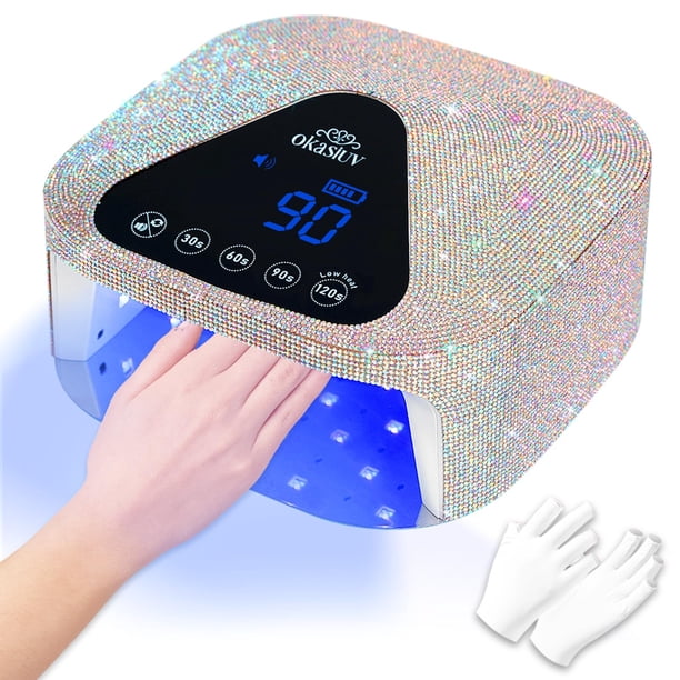 Lámpara de uñas LED UV Okasiuv 54 W con guantes UV, secador de uñas inalámbrico