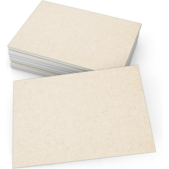 Blank Rustic Cards, Made in USA - 4x6 Thick, Heavy Cardstock - Make Invites, Greeting, Note, Thank You Cards - Plain Kraft for Writing, Stamping, Printing, Art - No Envelopes - Set of 50