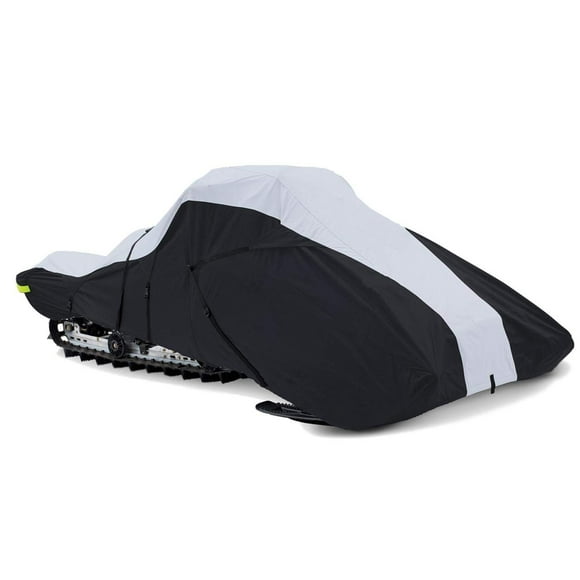 SBU Full Fitment Snowmobile Cover Compatible for The Ski Doo Bombardier Renegade Adrenaline 850 ETecmodel Years 2020-2023. 600 Denier Black and Gray, trailerable.