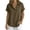 Brown, variant on Women's Cotton Linen Collared Shirt, Short Sleeve Pull-On Button-Down Blouse, Loose Fit Casual Daily Office Wear Top