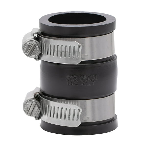 Fernco 1056-100 1-in. Flexible PVC Pipe Coupling for Plastic and Copper Plumbing Connections in Black