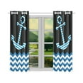 thumbnail image 2 of MYPOP Blue White Nautical Anchor Black Window Curtain Kitchen Curtain 26x39 inches (Two Piece), 2 of 3