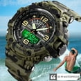 thumbnail image 4 of Fashionable 3 Times Display Watches Men Movement Wristwatches 12/24 Hour Stopwatch Timing Shockproof 5 ATM Waterproof Large Dial Sports Shockproof LED Digital Watches, 4 of 5