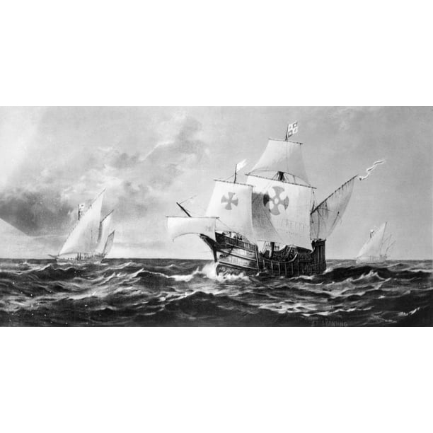 Columbus Caravels. /Nthe Fleet Of Christopher Columbus Off The Canary