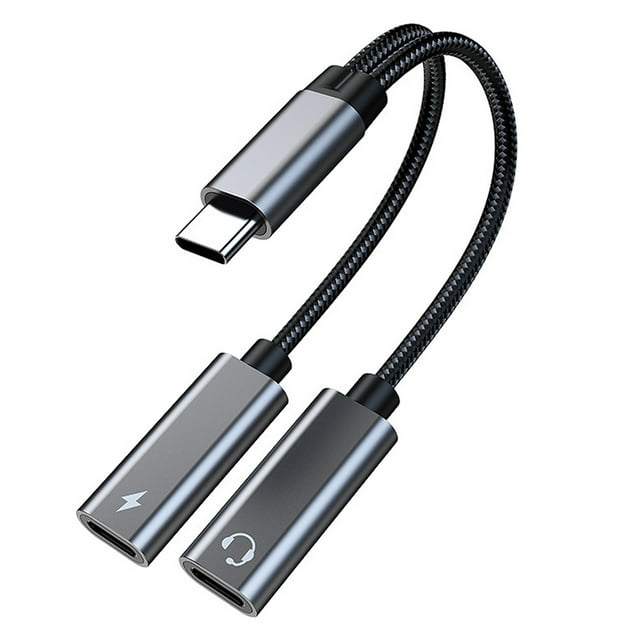 USB C Splitter with PD 60W Fast Charging - Enhanced Audio and Convenient Power Delivery,TA2H-R2L60 【Gray】