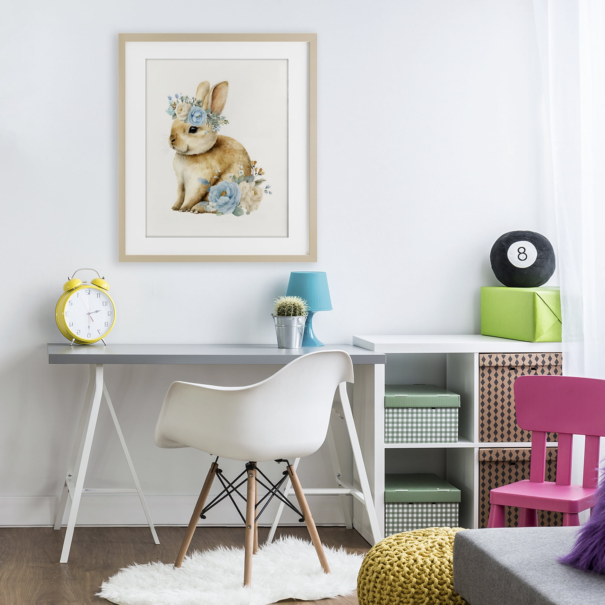 Stupell Industries Watercolor Nursery Bunny Birch Framed Print Under Glass, design by LSR Design Studio