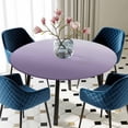 thumbnail image 5 of Elastic Fitted Round Tablecloth, Purple Ombre Waterproof Stretch Table Cover for 45"-54" Tables, White Gradient Modern Abstract Art Washable Outdoor Tablecloths for Patio, Picnic, Camping, 5 of 9