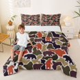 thumbnail image 2 of Castle Fairy Rustic Camo Bear Queen Comforter Set 3 Pieces,Mixed Bear Silhouette Comforter Sets Queen,Rust Red Taupe Cream,Black Reversible,1 Comforter and 2 Pillowcases, 2 of 6