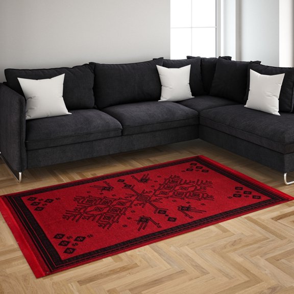 BiggHome Rug - 80*150 cm, Machine Washable, Durable, Ethnic-Inspired Pattern for Living Room, SA25CY , 31.5 x 59.06 inches, 3.21 lbs.