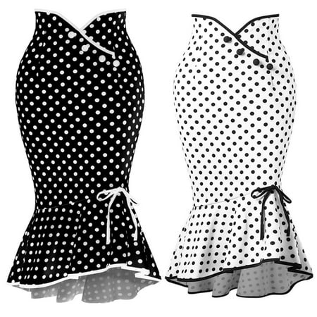 Sexy Ruffle Skirt - Fashion Women Sexy Casual Polka Dot Botton Ruffles Party Skirt