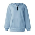 thumbnail image 4 of Baywell Women's Oversized Half Zip Sweatshirt Quarter 1/4 Zipper Long Sleeve Drop Shoulder Pocket Pullover Jacket Tops Sky Blue S-3XL, 4 of 5