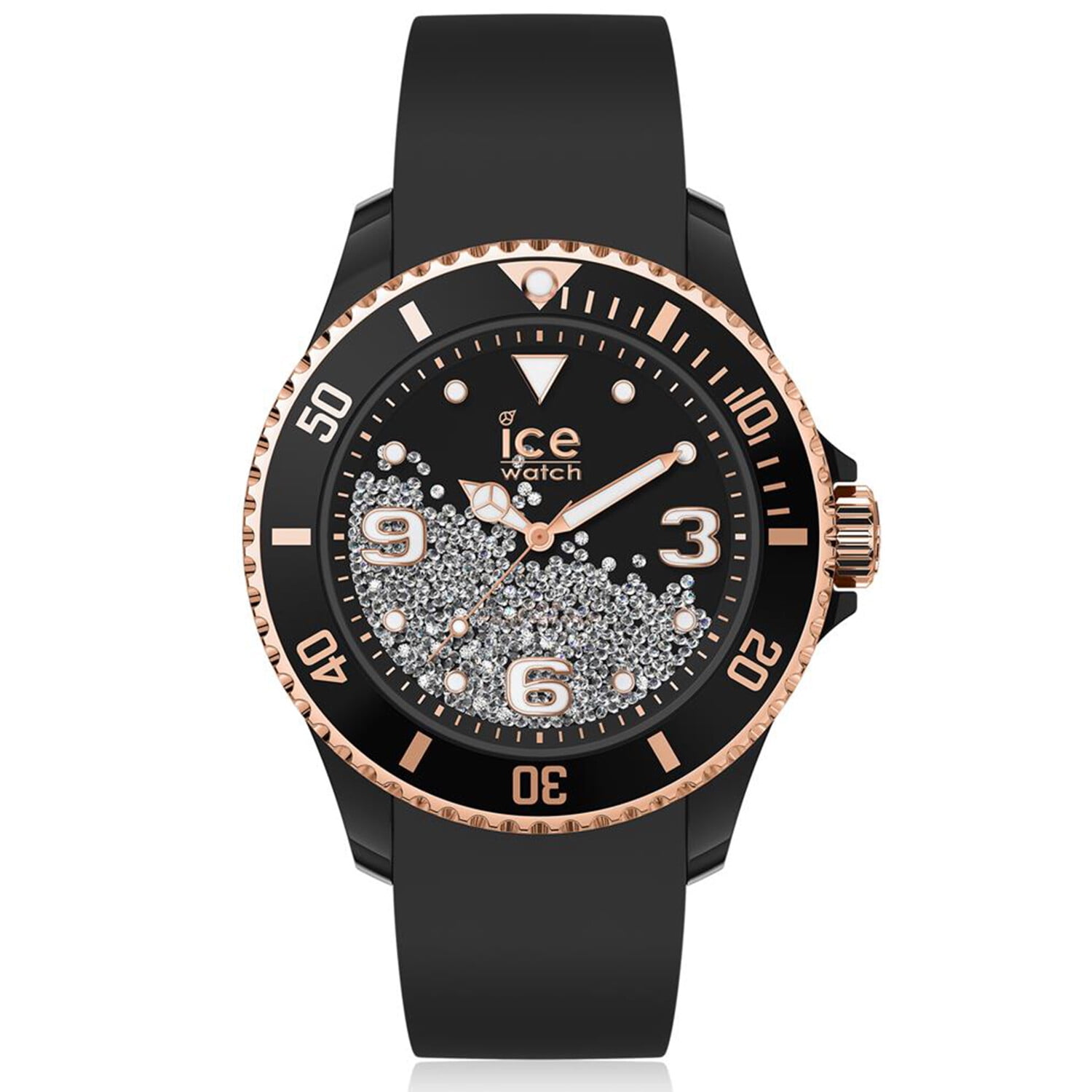 Ice-Watch Women's Crystal 017249 Black Silicone Quartz Fashion Watch