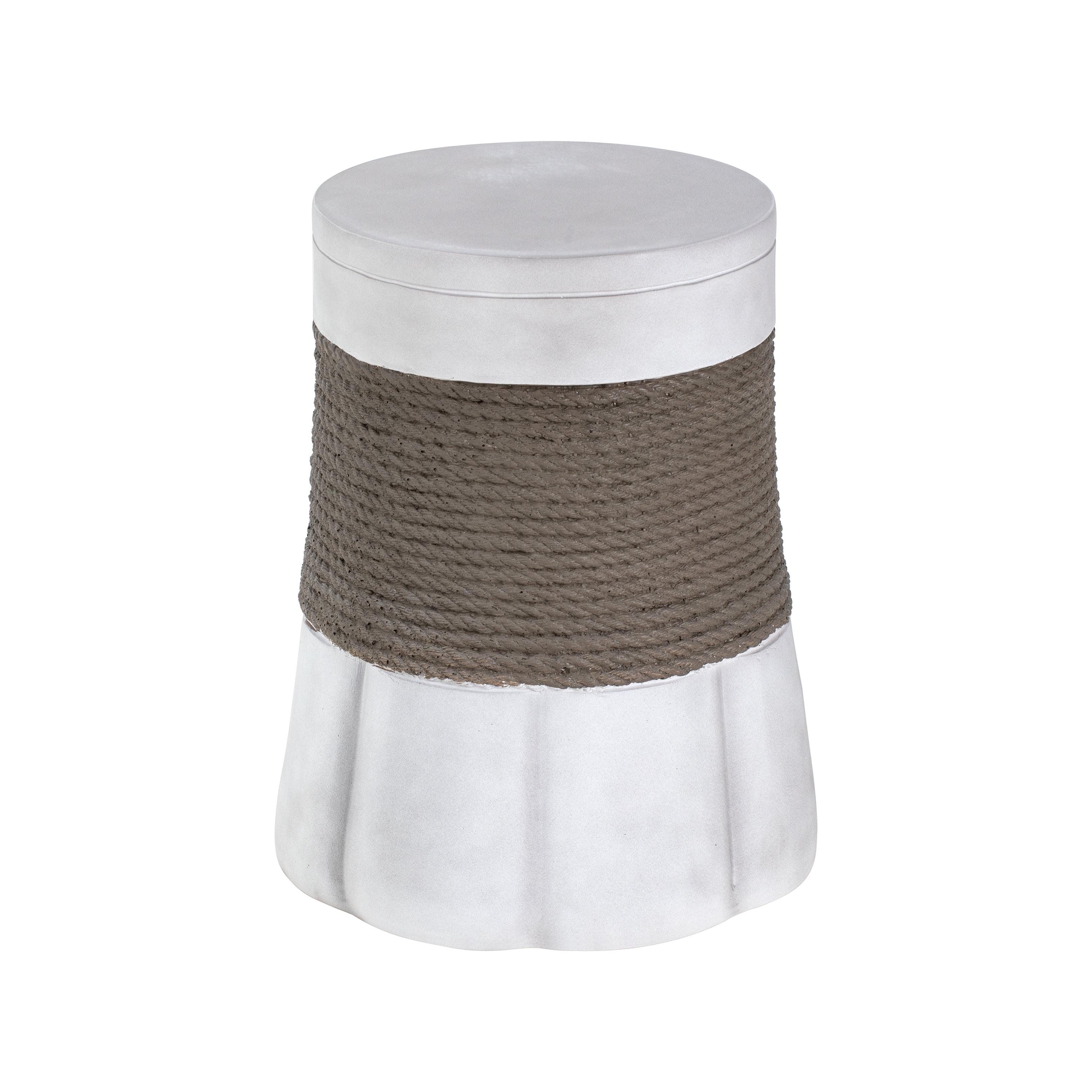 Mintazer Woven Rope Fan Base MGO Round Side Table, Weatherproof Indoor Outdoor Cylindrical Accent End Table for Patio Balcony Living Room