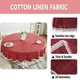 thumbnail image 3 of Heavy Weight Cotton Linen Tablecloth Lace Plaid Round Table Cloth for Kitchen Dining Room Tabletop Decoration, 70" - Round, Red, 3 of 6