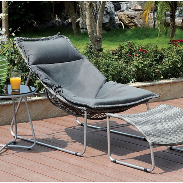 Contemporary 1Pc Patio Chair With 1Pc Ottoman - Walmart.com - Walmart.com