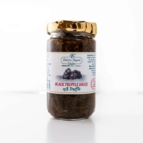 Antichi Sapori Umbri Black Truffle Sauce 15% Truffle, 6.3oz – Black Truffle Patè, Authentic Italian Truffle Sauce, Gourmet truffle sauce, Gourmet cooking sauce, Non-GMO, Gluten-Free