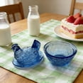 thumbnail image 5 of Rooster Decor Glass Candy Dish with Lid - Vintage Hen on Nest Style Large Snack Bowl, Colorful Pedestal Sweets & Cookie Jar for Home, Kitchen, Office Tabletop Decor(Blue), 5 of 6