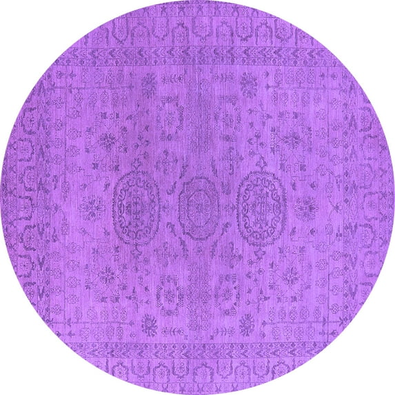 Ahgly Company Indoor Round Oriental Purple Industrial Area Rugs, 3' Round