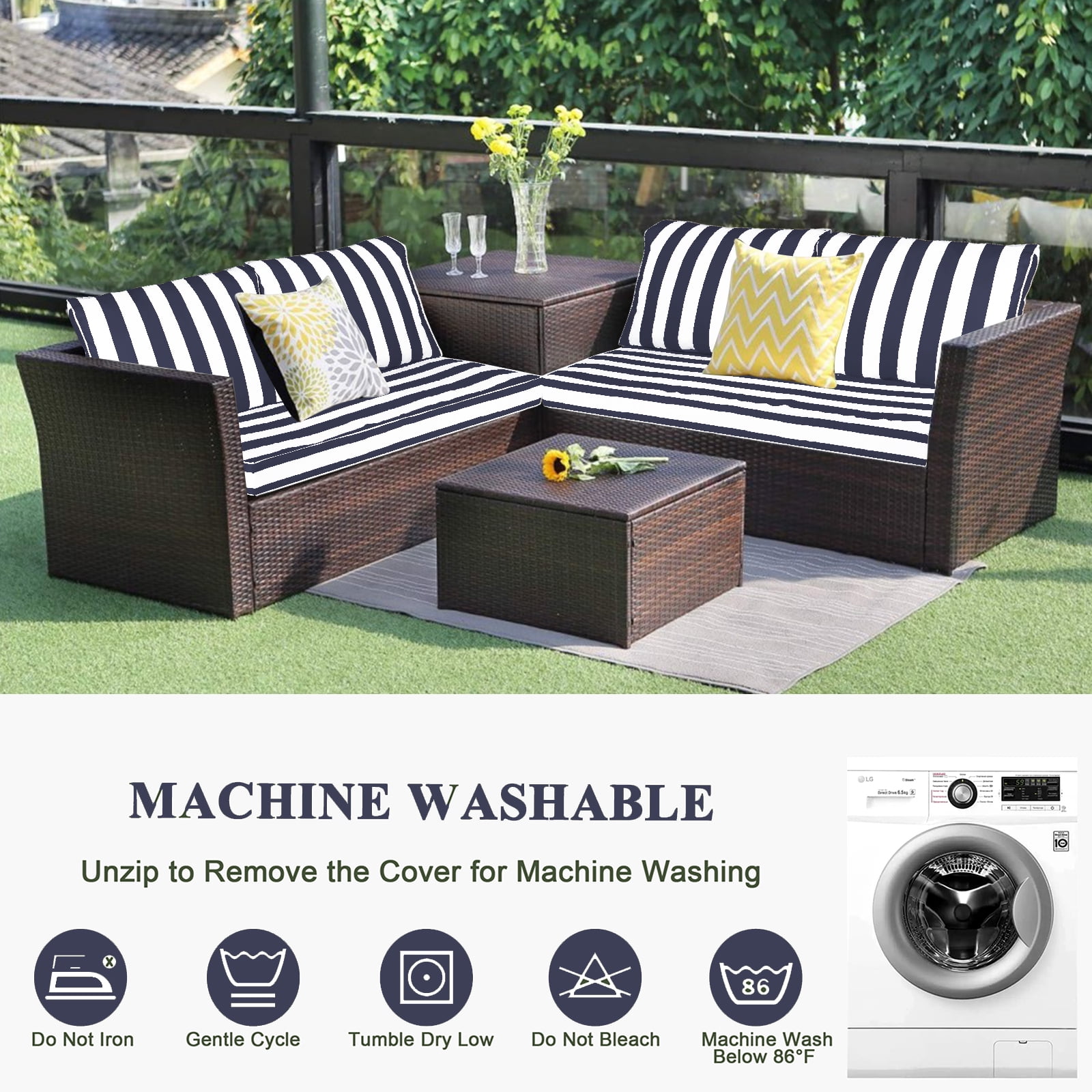 swing Outdoor Loveseat Cushion Set 48 x 24 inch,Waterproof Weather & Fade Resistant Seat and Backrest Cushion Set for Couch, Swing, Bench