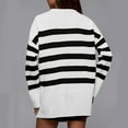 thumbnail image 6 of Fengqque Sweaters for Women Crewneck Long Sleeve Striped Color Block Loose Knit Pullover Sweater Tops White S(S), 6 of 8