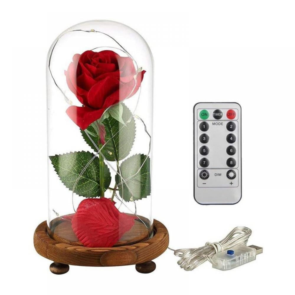 Enchanted Flower Light in a Glass Dome USB LED Lights Beauty and the Beast Rose 