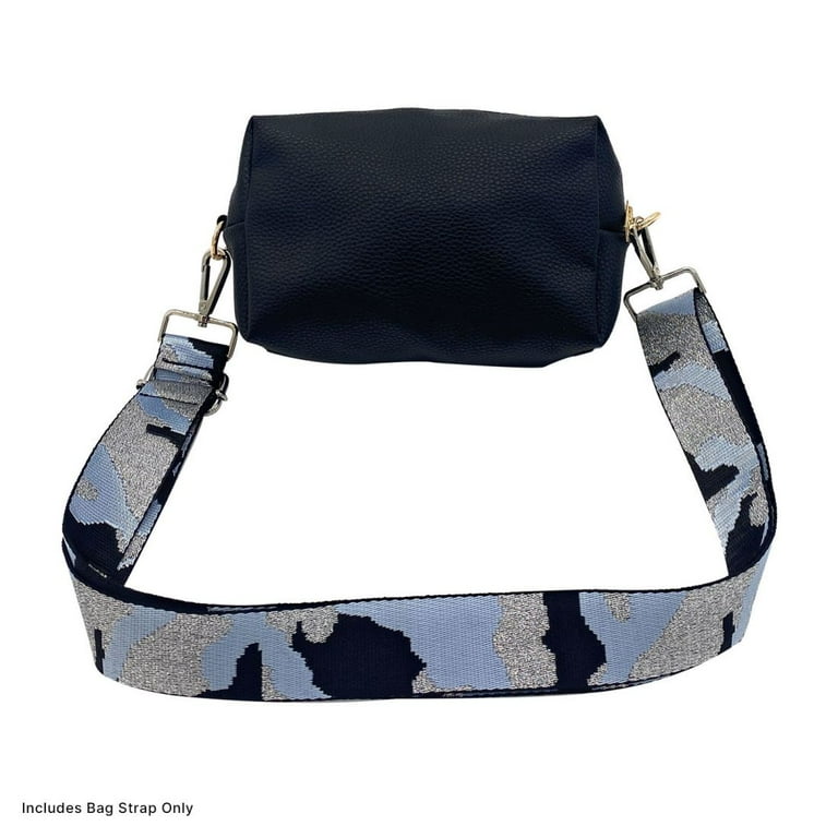 Black Silver and Grey Camo Bag Strap Adjustable Crossbody Purse Strap 2  Inch Width 