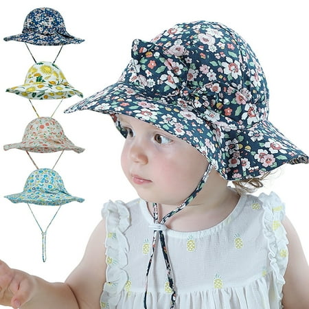 

Kaesi Fisherman Cap Floral Print All-match Skin Friendly Baby Bucket Hat for Daily Life