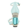 thumbnail image 3 of FSJ Women Elegant Pearls Open Toe Rhinestone Platform Sandals Ankle Buckle Strap Crystal Block Chunky Heels Wedding Party Shoes Size 7 Blue, 3 of 5
