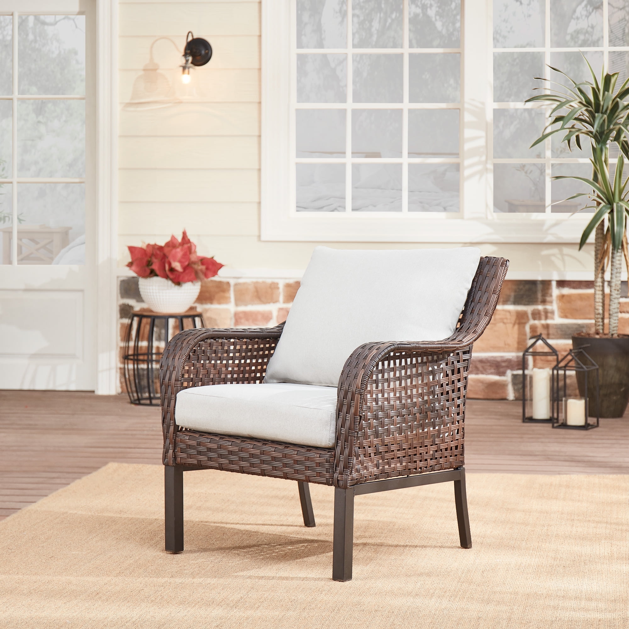 Mainstays Tuscany Ridge Weather Resistant Wicker Outdoor Lounge Chair