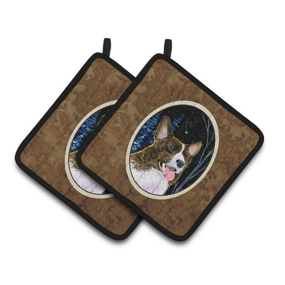 Carolines Treasures SS8387PTHD Starry Night Corgi Pair of Pot Holders, 7.5HX7.5W, multicolor