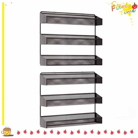 Fuleadture 2 Pieces 3 layer Wall Spice Rack for Kitchen,(Bronze)