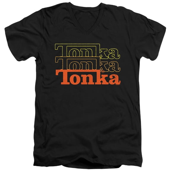 Tonka Fuzzed Repeat S/S Adult V-Neck T-Shirt 30/1 T-Shirt Black