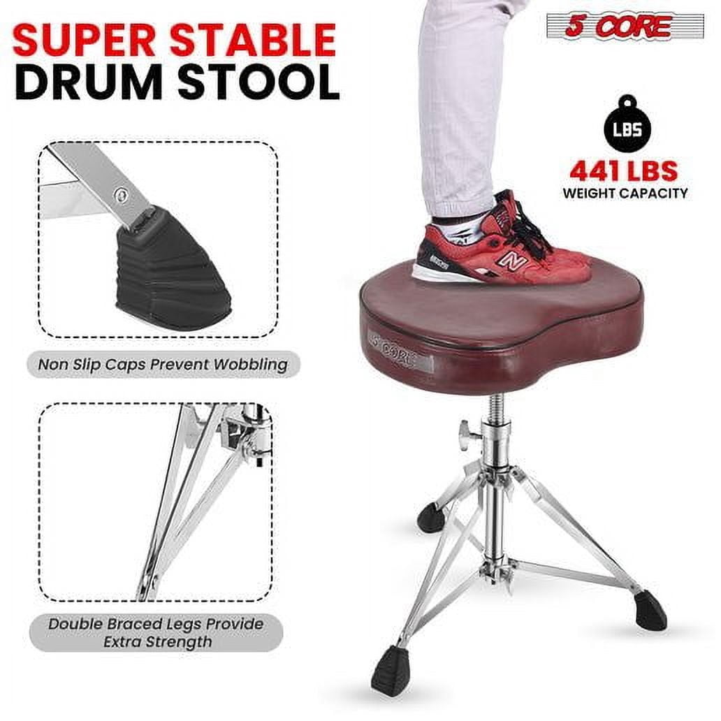 Drum Throne Padded Guitar Stool Saddle Drummer Seat for Adults & Kids - Cherry