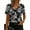 Black#01, variant on Cute Summer Tops for Women Dressy Casual Floral Pattern Print Short Sleeve Cowl Neck Graphic T-Shirts Loose Fit Cozy Tunic Blouse Brown M