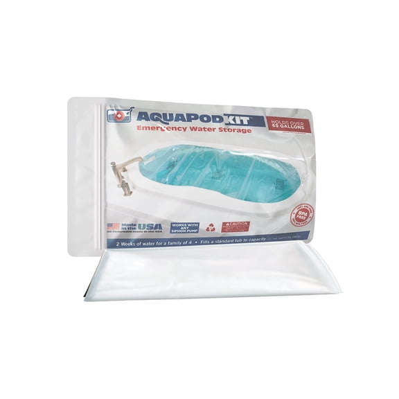AquaPod Kit 2.0 - Replacement Liner Bathtub Storage Emergency Drinking Water Storage Bladder, Disaster and Hurricane Survival - BPA Free and Made in USA -WORKS WITH ANY SIPHON PUMP