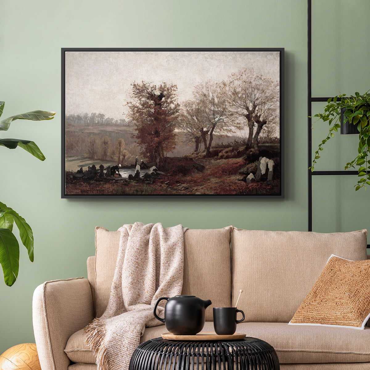 Vintage Landscape-CCCVIII By Wexford Home Framed in Black Wood Gallery Wrapped Canvas 17 in. x 25 in.