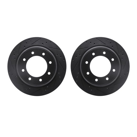 Dynamic Friction Company Rear Brake Rotors-Drilled and Slotted-Black 8002-67101