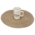 thumbnail image 4 of Estera de mesa redonda de ramio de estilo japonés, linda almohadilla aislante de ramio para mesa (café L), 4 of 9
